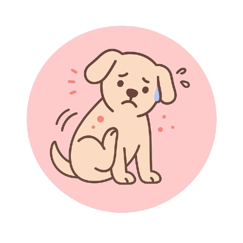 Illustration of a dog scratching itself
